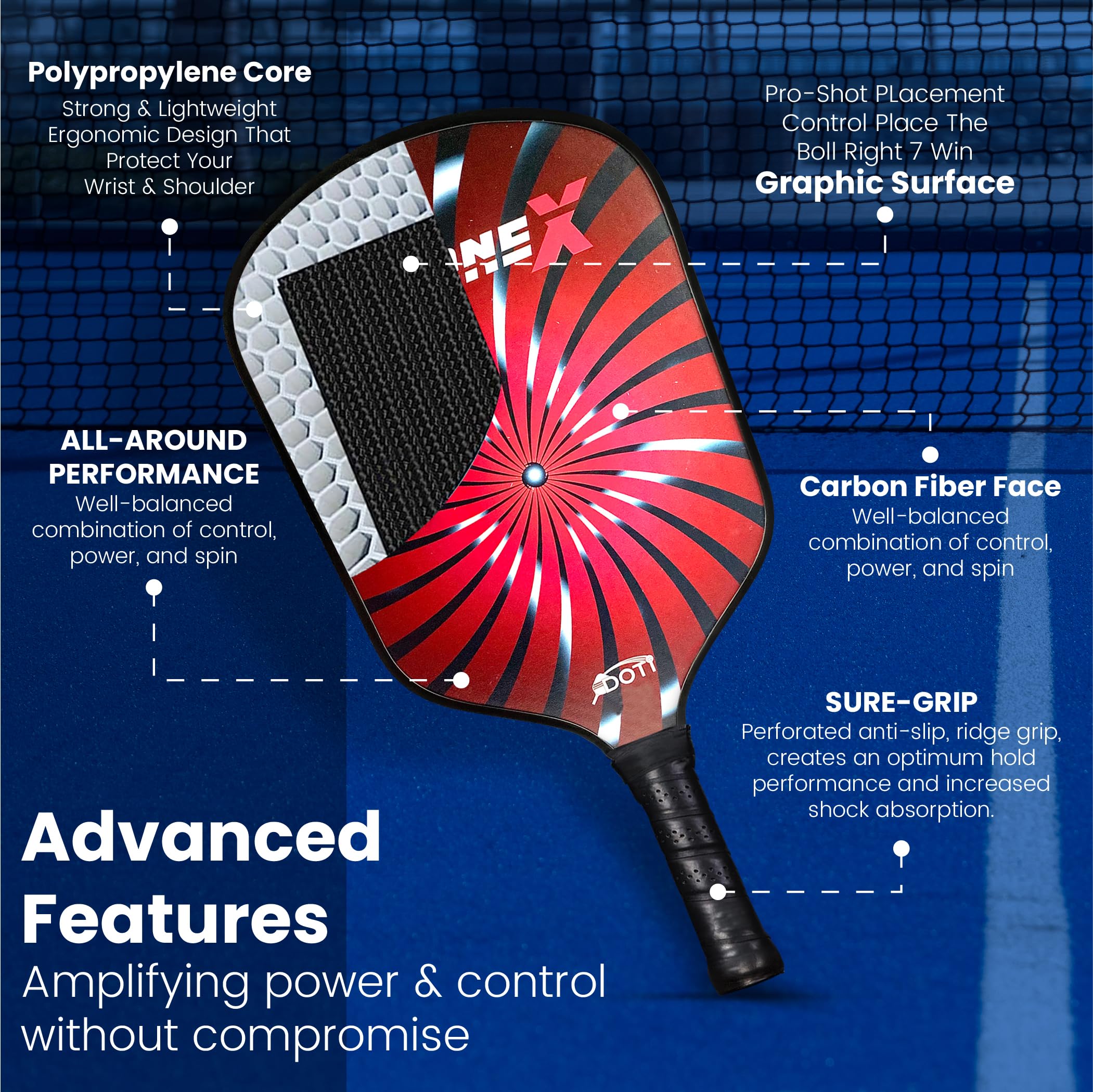 Amazon.co.jp: DOTi ピックルボールパドル Cyclone-X ピックルボール